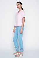 Audrey slim leg embroidered hem jean