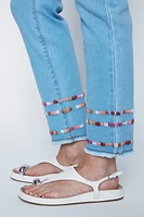 Audrey slim leg embroidered hem jean