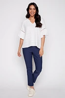 Cotton gauze eyelet top