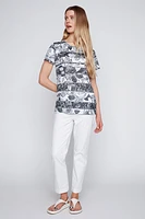 Rose print burnout t-shirt