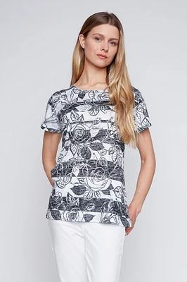 Rose print burnout t-shirt
