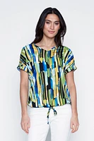 Drawstring detail print top