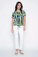 Drawstring detail print top