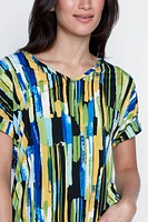 Drawstring detail print top