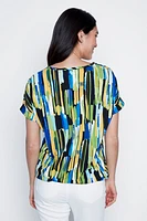 Drawstring detail print top