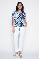 Drawstring detail print top