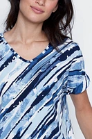 Drawstring detail print top