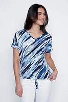 Drawstring detail print top