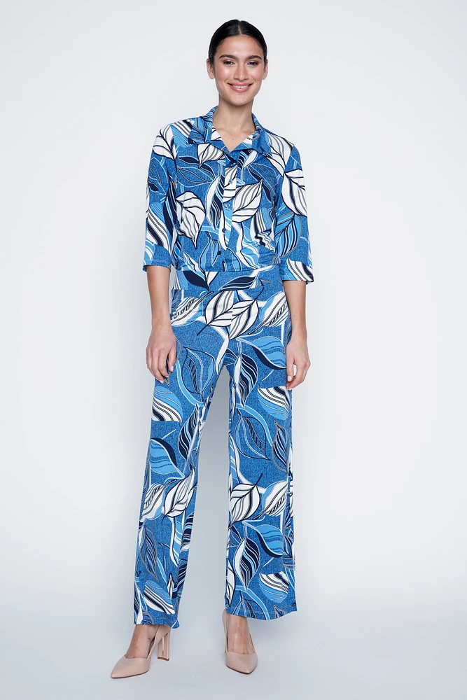 Leaf print palazzo pant