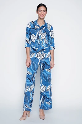 Leaf print palazzo pant