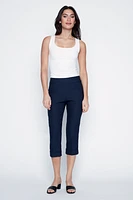 Slim leg solid cuffed capri