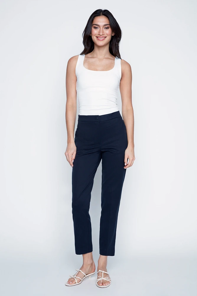 Slim leg lyocell pant