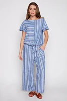 Linen blend stripe top