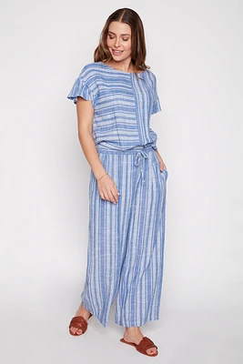 Le pantalon à rayures en lin mélangé