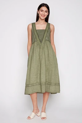 La robe en lin à côtes combinées
