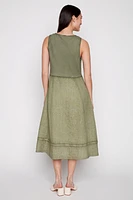 Rib combo linen dress