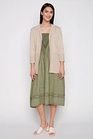 Rib combo linen dress