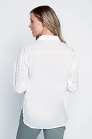 Eyelet embroidery cotton blouse