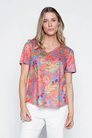 Burn out leaf print t-shirt