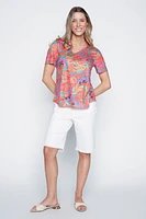 Burn out leaf print t-shirt