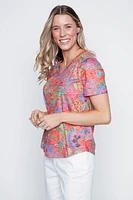 Burn out leaf print t-shirt