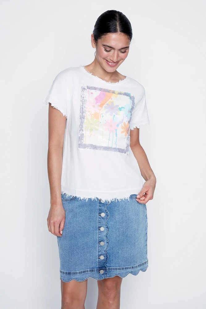 Flower box cotton t-shirt