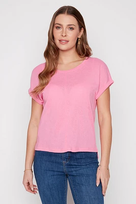 Solid linen blend top