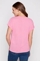 Solid linen blend top