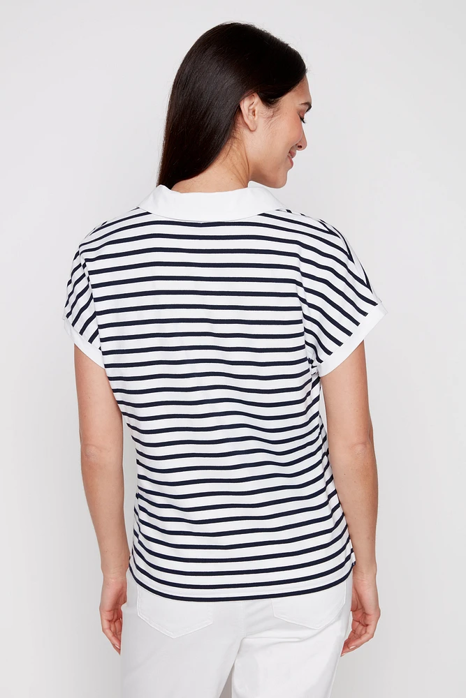 Striped cotton polo