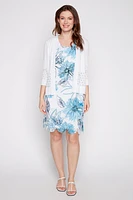 Short pointelle border cardigan