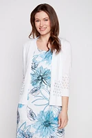 Short pointelle border cardigan