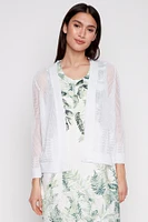 Pointelle border short cardigan