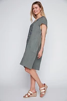 Floral embroidery linen dress