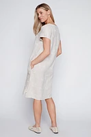 Circle embroidery linen dress