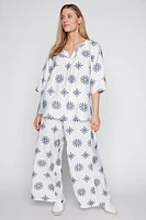 Printed V-neck top