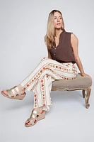 Printed linen palazzo pant