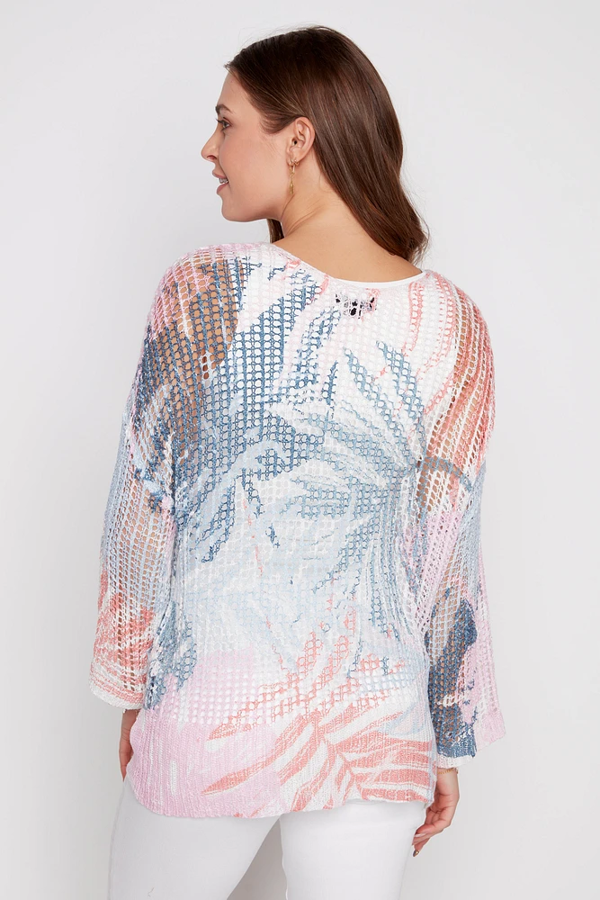 Le pull crochet à motif tropical