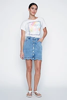 Scallop hem jean skort