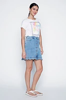 Scallop hem jean skort