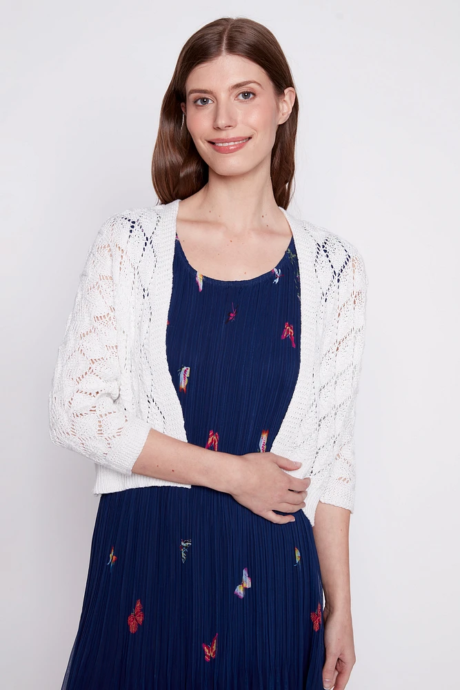 Short diamond pattern cardigan