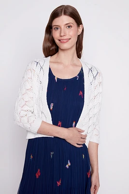 Short diamond pattern cardigan