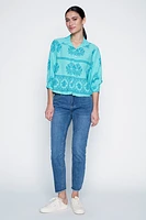 Printed linen blouse