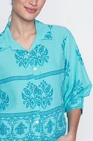 Printed linen blouse