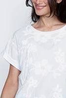 Floral embroidery cotton blouse