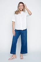 Embroidered front cotton blouse