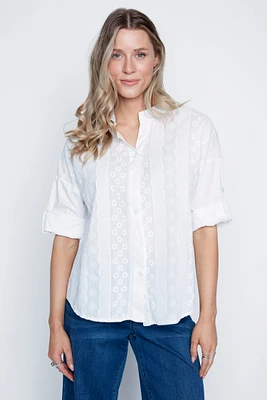 Embroidered front cotton blouse