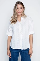 Embroidered front cotton blouse