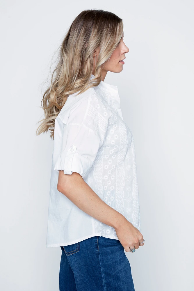 Embroidered front cotton blouse