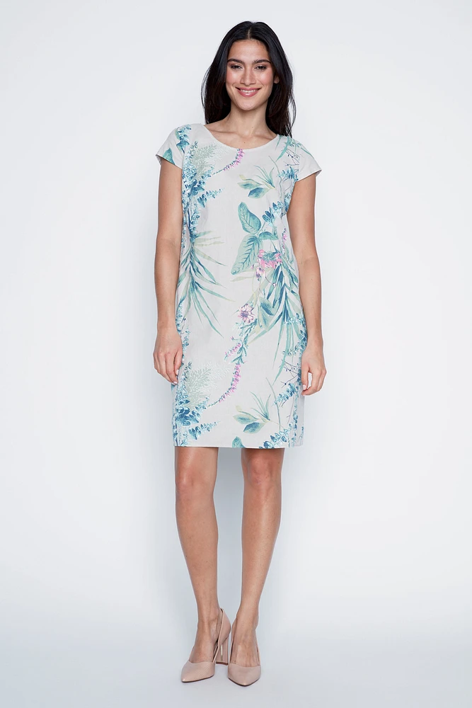 Tropical print cotton dress