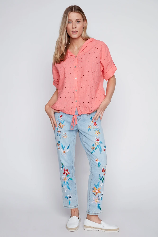 Cotton eyelet blouse